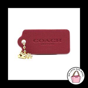 1.75" Medium COACH NEW YORK Pink Leather Brass Fob Bag Charm Keychain Hang Tag